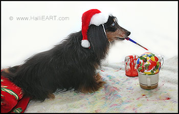 Hallie dachshund paints ornaments